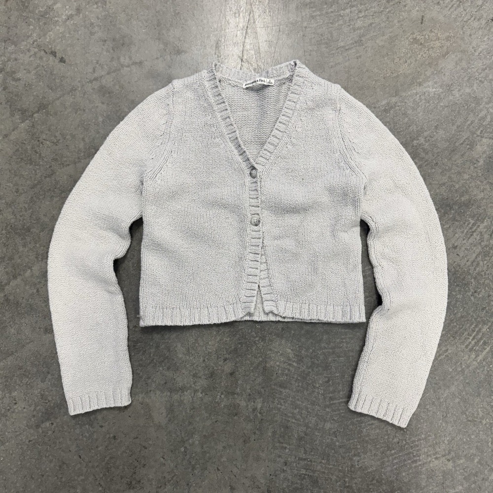 Abercrombie & Fitch Cardigan Sweater Womens Small Gray Cropped Twee Coquette
